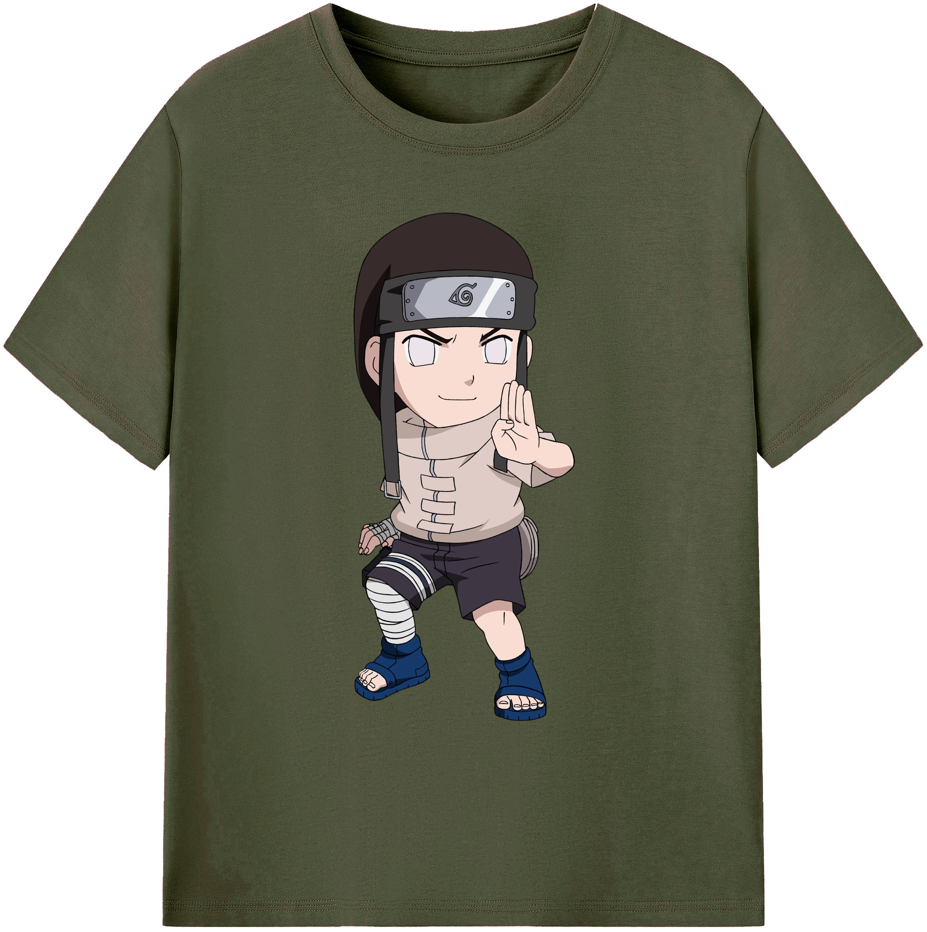 （画像用） NARUTO -ナルト- 日向ネジ Hyūga Neji 綿100％ メンズ半袖Tシャツ｜肌触りやわらか＆通気性